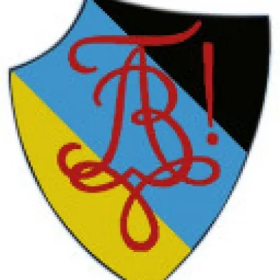 Schwarz-Blau-Goldenes Wappenschild mit Zirkel der Austro-Bavaria Wien