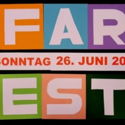 Grafik mit Text Pfarrfest in Blockbuchstaben