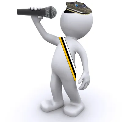 Sängermännchen mit Mikrofon in Vollcouleur