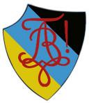 Schwarz-Blau-Goldenes Wappenschild mit Zirkel der Austro-Bavaria Wien