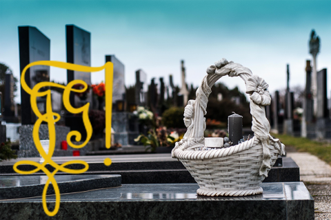 Gräberbild mit Gral Zirkel in Goldfarbe